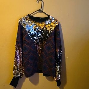 Zara Sequin Embellished Sweater